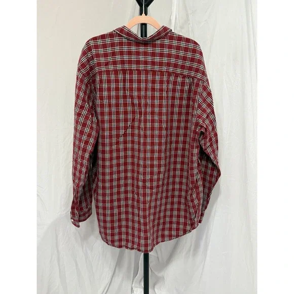 Eddie Bauer Flannel Shirt Mens Size XL Tall 100% Cotton Long Sleeve Red Plaid - Picture 4 of 16